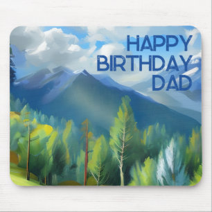 Bergszene Malerei glücklich Geburtstag Vater Mousepad
