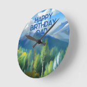 Bergszene Malerei glücklich Geburtstag Vater Runde Wanduhr (Winkel)
