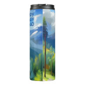 Bergszene Malerei glücklich Geburtstag Vater Thermosbecher (Rückseite)