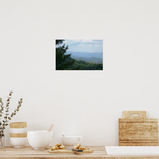 Bergszene mit Baum Poster (Küche)