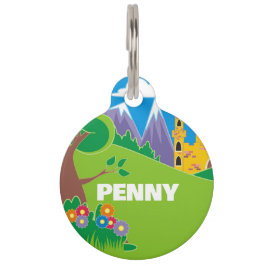 Bergszene mit Schlösserschild Haustiermarke