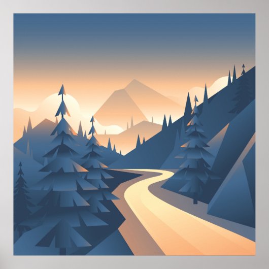 Bergtal Landschaft Poster (Vorne)