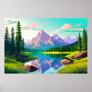 Bergtal Landschaftsbild Poster