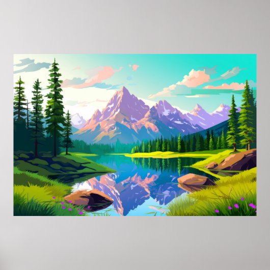 Bergtal Landschaftsbild Poster (Vorne)