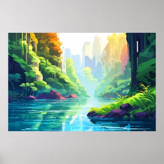 Bergtal Landschaftsbild Poster (Vorne)
