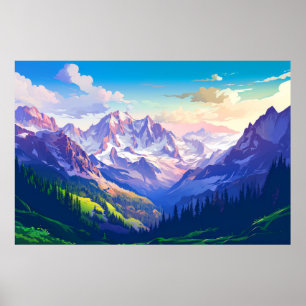 Bergtal Landschaftsbild Poster
