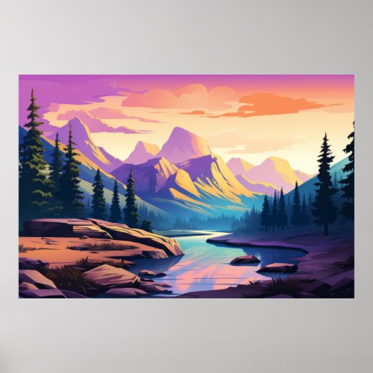 Bergtal Landschaftsbild Poster (Vorne)