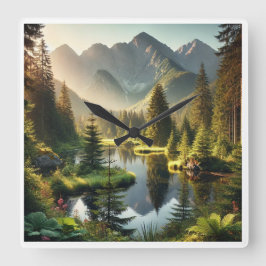 Bergteich Quadratische Wanduhr