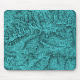 Bergtopografische Karte Blau Mousepad