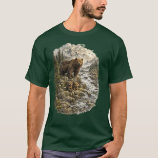 Bergwächter – Vintage Familie Braunbär T-Shirt