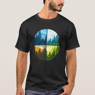 Bergwald Baum Natur Grafik Outdoor Wandern T-Shirt