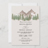 Bergwald Baum Rustikale Budget QR-Code Hochzeit Einladung (Vorderseite)