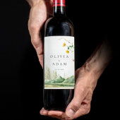 Bergwald Boho Wildblume Rustikale Hochzeit Weinetikett