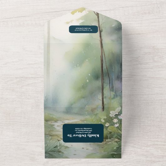 Bergwald Elegante Rustikale Hochzeit All In One Einladung (Außenbereich)