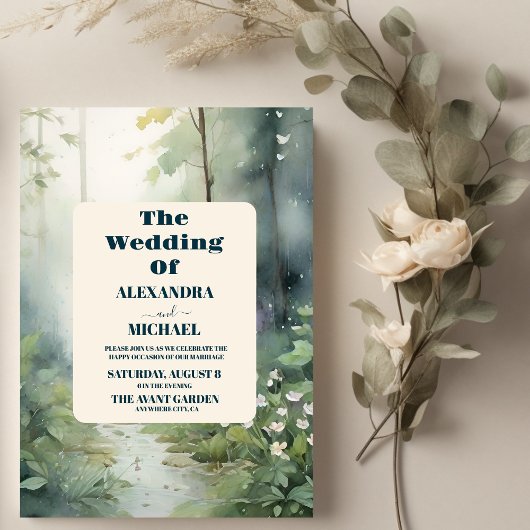 Bergwald Elegante Rustikale Hochzeit Einladung