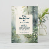 Bergwald Elegante Rustikale Hochzeit Einladung (Stehend Vorderseite)