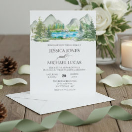 Bergwald Fluss Wasserfarbe Rustikale Hochzeit in Flyer