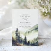 Bergwald Fog Abend Landschaft Hochzeit Einladung