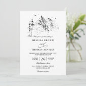 Bergwald handgezeichneter Sketch-QR-Code Hochzeit Einladung (Stehend Vorderseite)