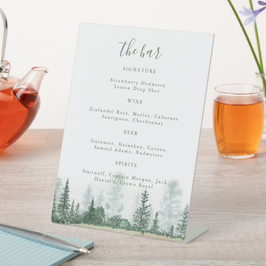 Bergwald Hochzeit Bar Signature Drink Sockelschild (In Situ)