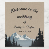 Bergwald Hochzeit Personalisiert Weinetikett (Einzelnes Label)