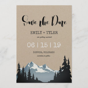 Bergwald Hochzeit Save The Date Einladung