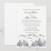 Bergwald Hochzeit Schwarz-weißes Land rustikal Einladung (Vorne/Hinten)