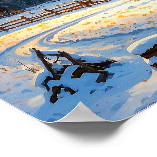 Bergwald-Hütten-Kunst Poster (Ecke)