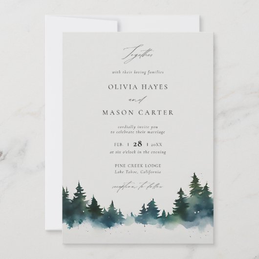 Bergwald im Freien Rustikale Hochzeit Einladung (Vorderseite)