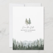 Bergwald-Kiefer-Hochzeit Save The Date (Rückseite)