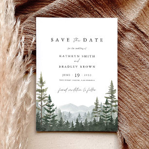 Bergwald-Kiefer-Hochzeit Save The Date