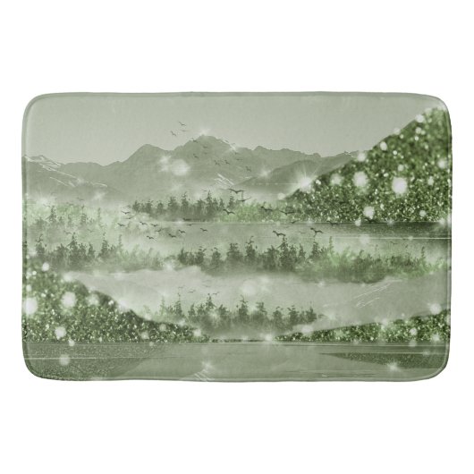 Bergwald Landschaft Seen Mixed Media Badematte (Vorderseite)