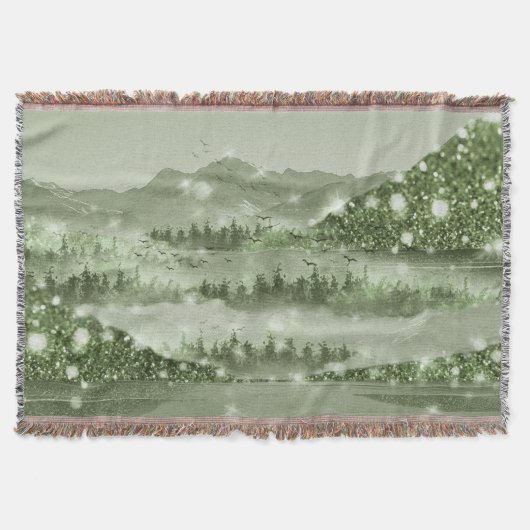 Bergwald Landschaft Seen Mixed Media Decke (Vorderseite)
