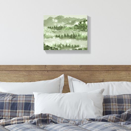 Bergwald Landschaft Seen Mixed Media Leinwanddruck (Insitu (Schlafzimmer))