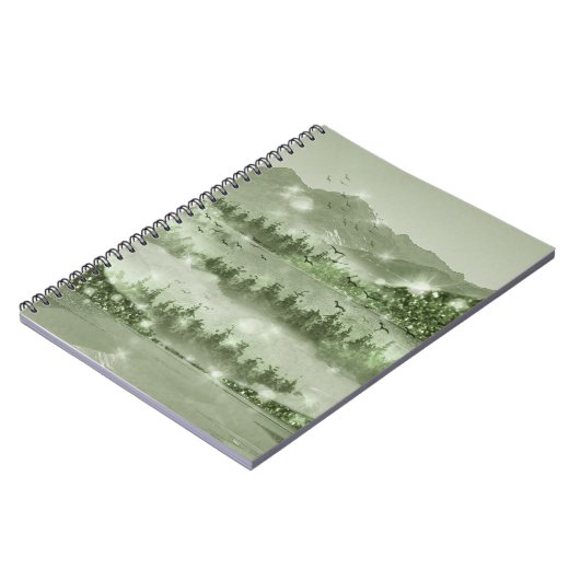 Bergwald Landschaft Seen Mixed Media Notizblock (Linke Seite)