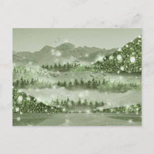 Bergwald Landschaft Seen Mixed Media Postkarte