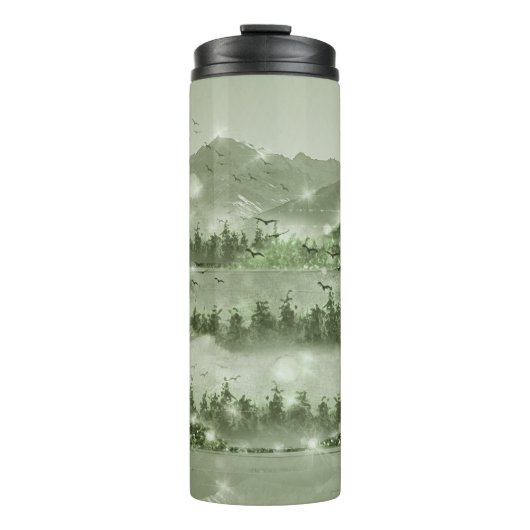 Bergwald Landschaft Seen Mixed Media Thermosbecher (Vorderseite)