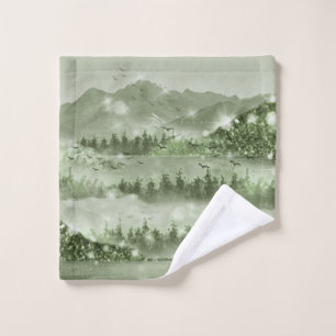 Bergwald Landschaft Seen Mixed Media Waschlappen