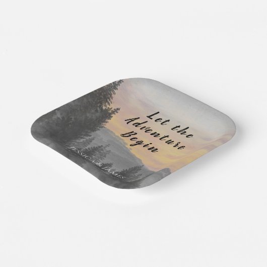 Bergwald Lasse die Adventure Begin Wedding Pappteller (Gewinkelt)