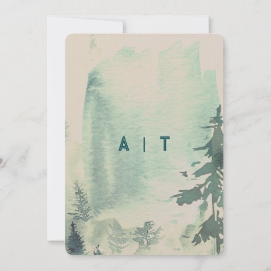 Bergwald Moderne Hochzeit Einladung (Rückseite)