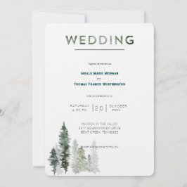 Bergwald Moderne Hochzeit Einladung