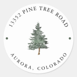 Bergwald Pine Tree Hochzeit Rücksendeadresse Runder Aufkleber