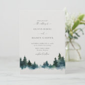 Bergwald Rustikale Außenwelt Moderne Hochzeit Einladung (Stehend Vorderseite)
