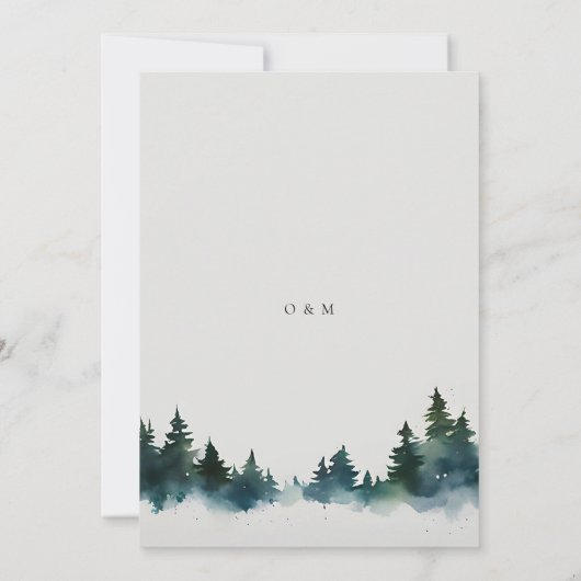 Bergwald Rustikale Außenwelt Moderne Hochzeit Einladung (Rückseite)