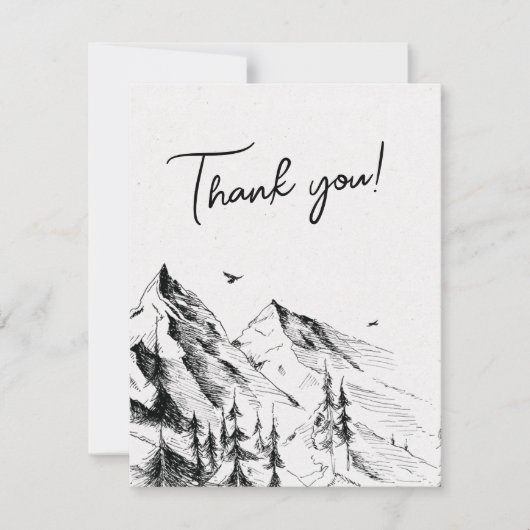 Bergwald rustikale Foto Hochzeit Dankeskarte (Vorderseite)