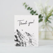 Bergwald rustikale Foto Hochzeit Dankeskarte (Stehend Vorderseite)