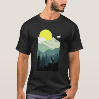 Bergwald Silhouette Ar Camping Wandern T-Shirt