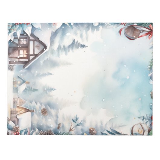Bergwald Snowy Log Kabinen Weihnachten Notizblock (Vorderseite)