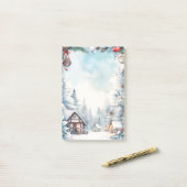 Bergwald Snowy Log Kabinen Weihnachten Post-it Klebezettel (Auf Schreibtisch)