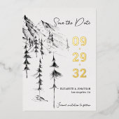 Bergwald von Hand gezeichnet schlicht elegant gere Folieneinladung (Vorderseite)